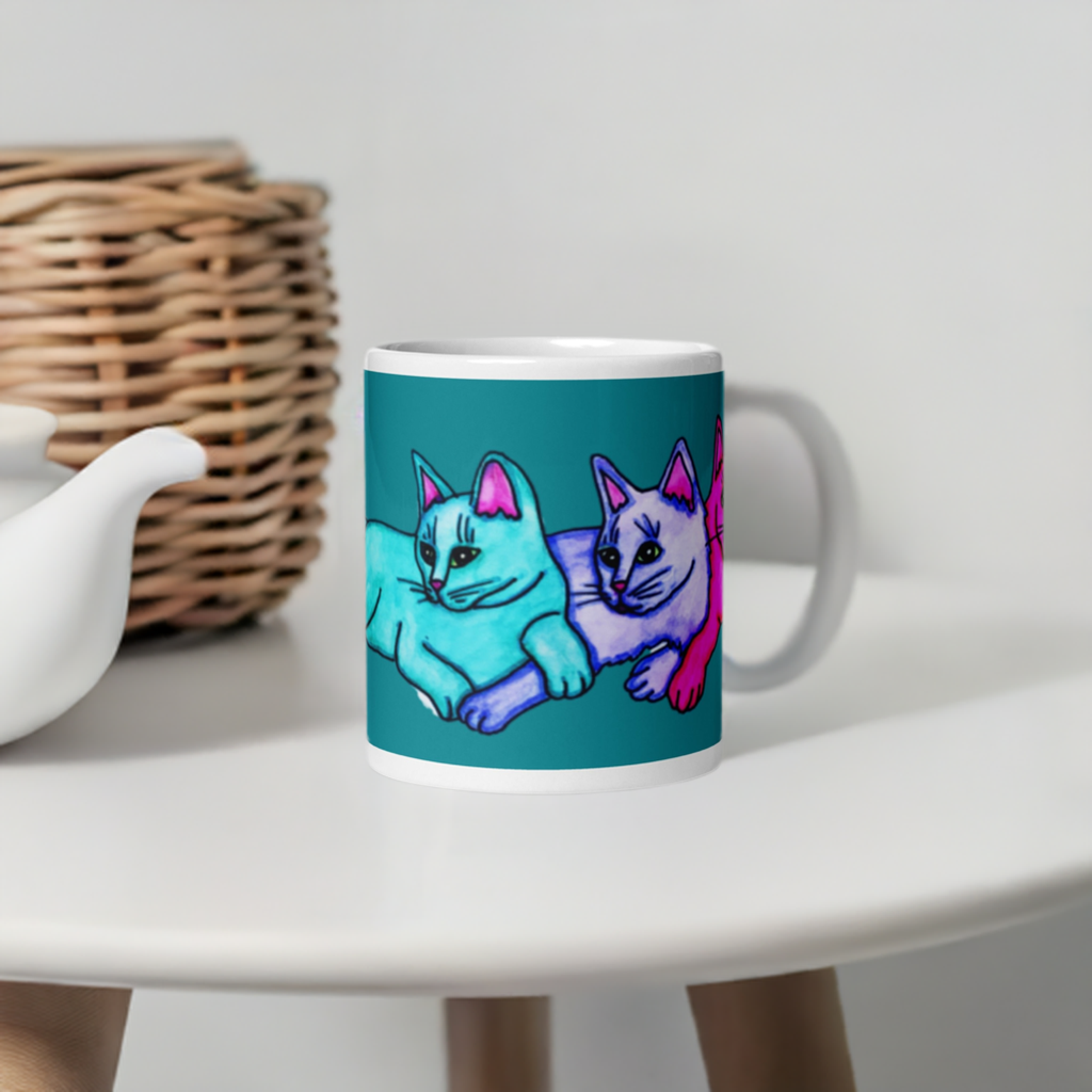 Color Cats Teal Mug