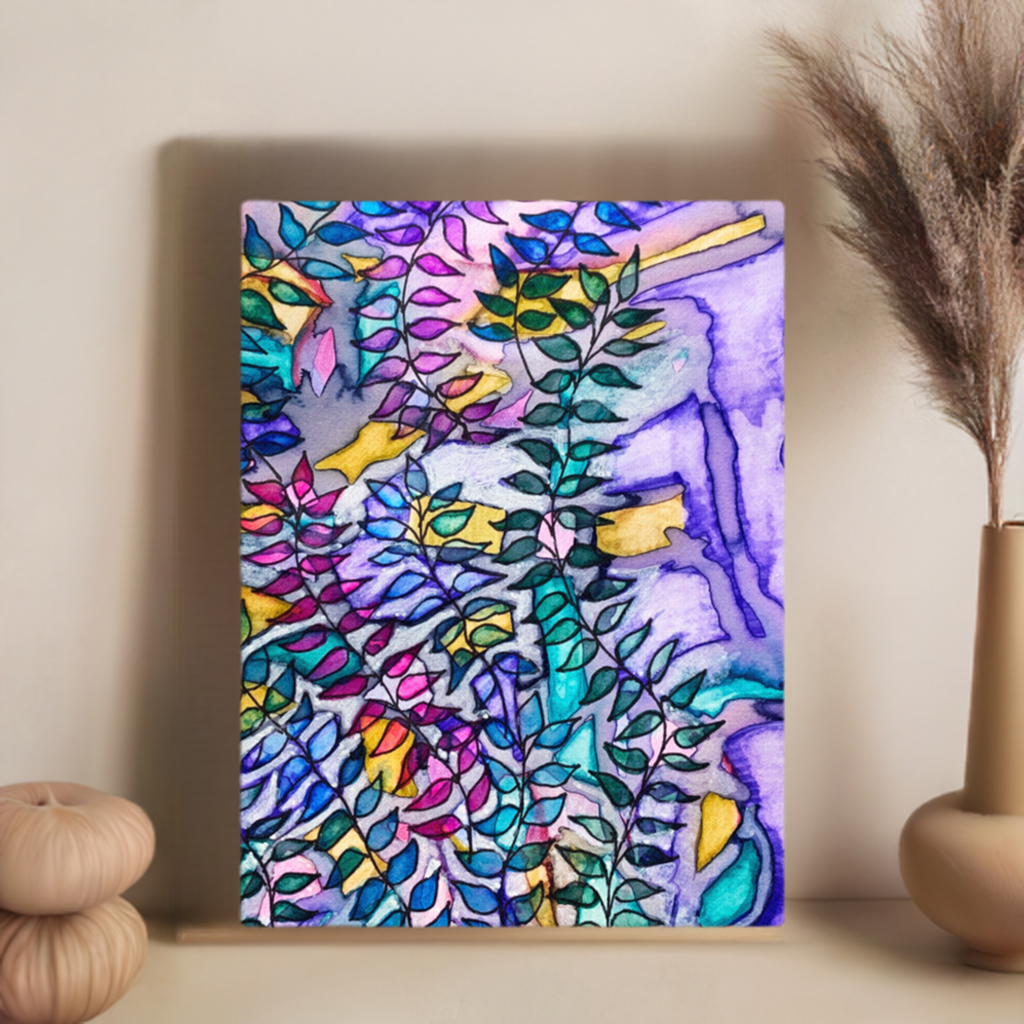 Purple Creek Leaves Canvas Print Unframed