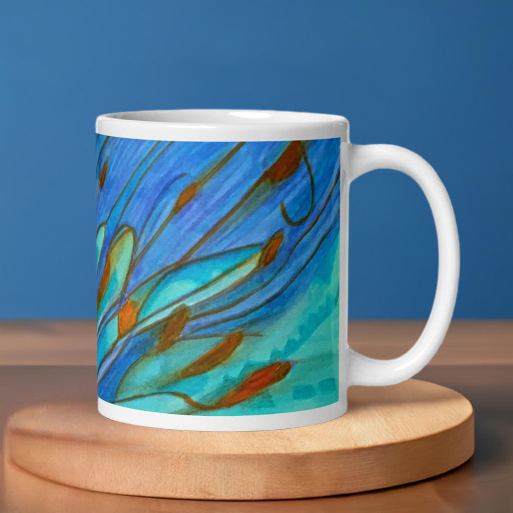 Low Tide Abstract White glossy mug