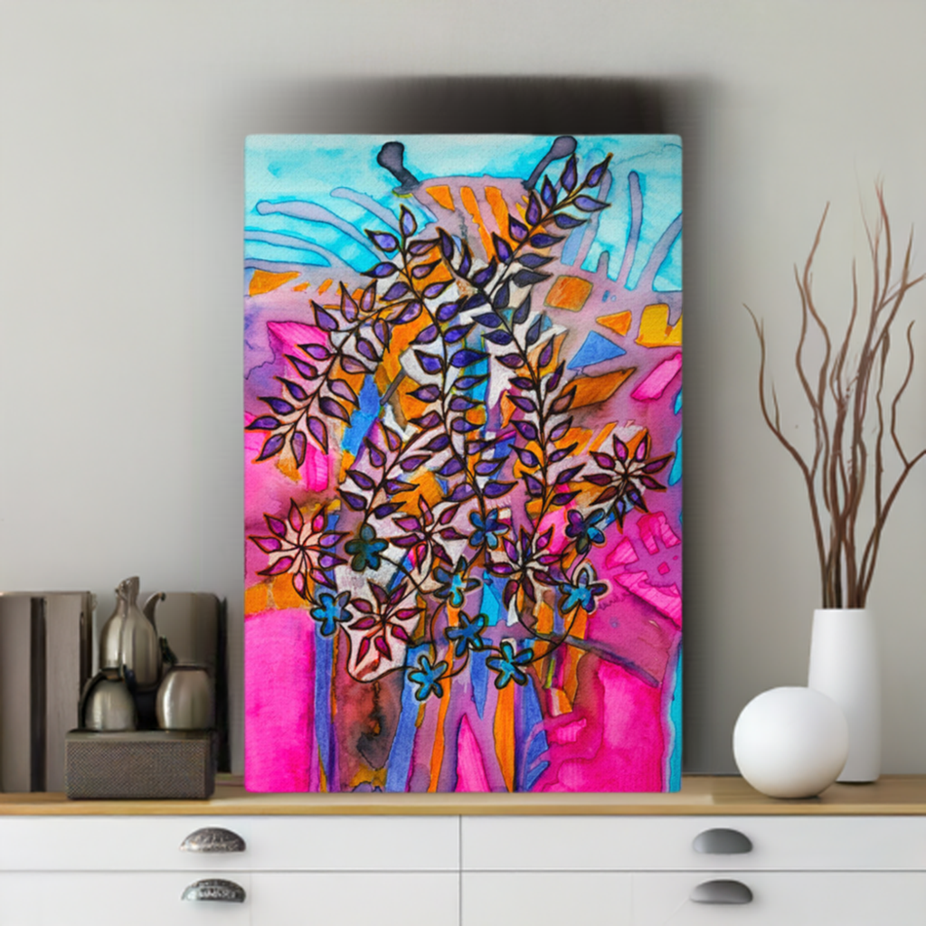 Pink Root Leaves Canvas Print Unframed