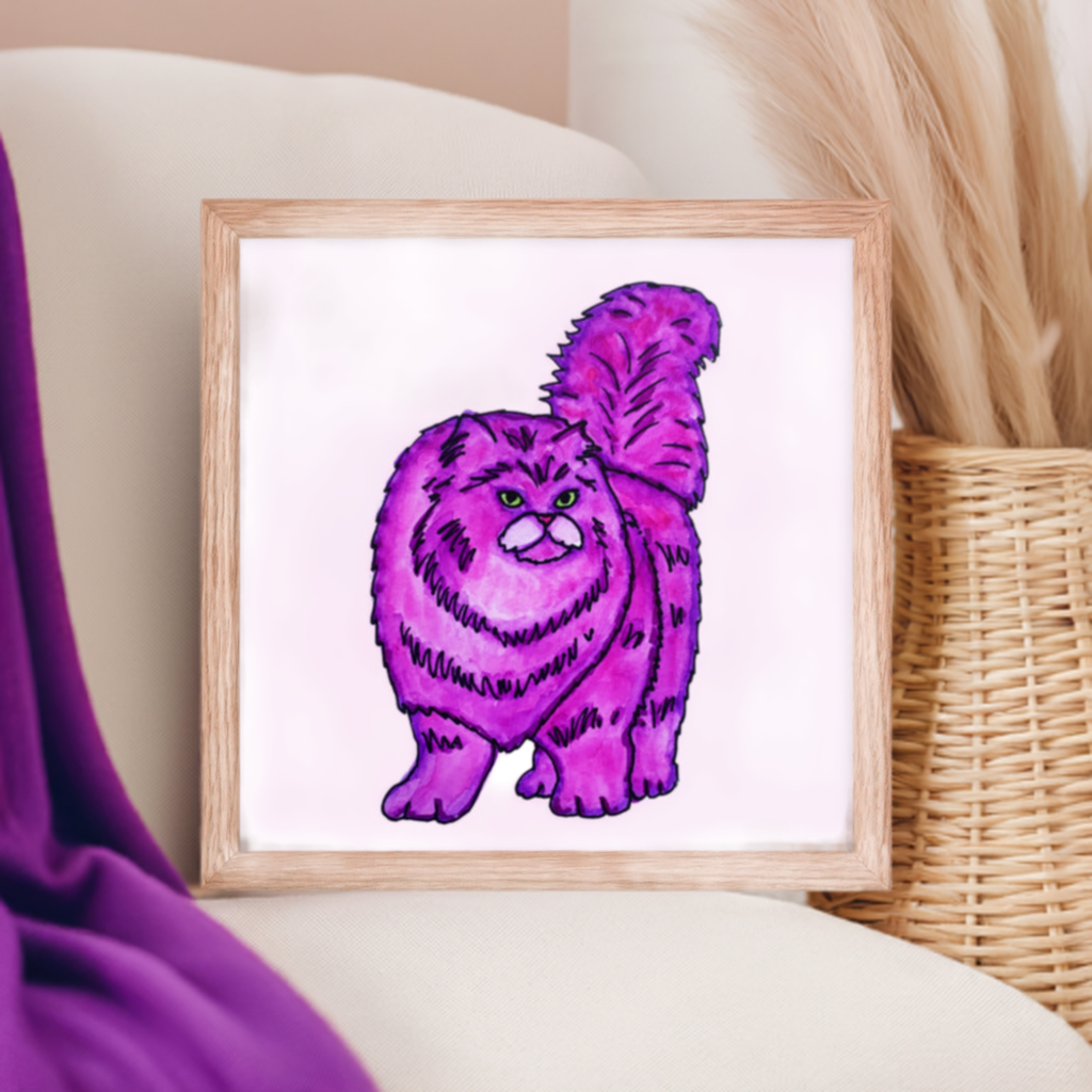 Pink Persian Cat Framed Poster 12x12