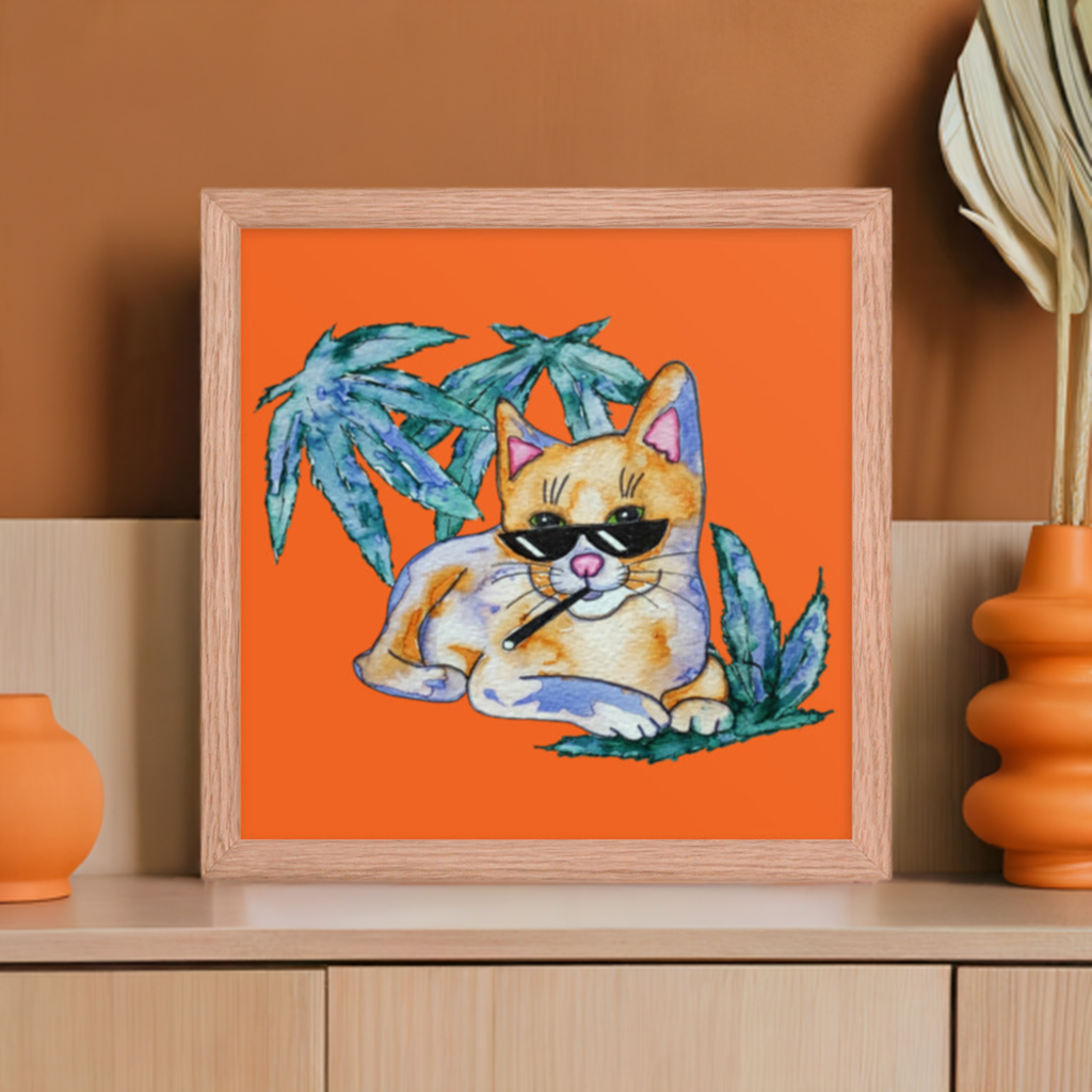 Cool Shade Cat Framed Poster 12x12