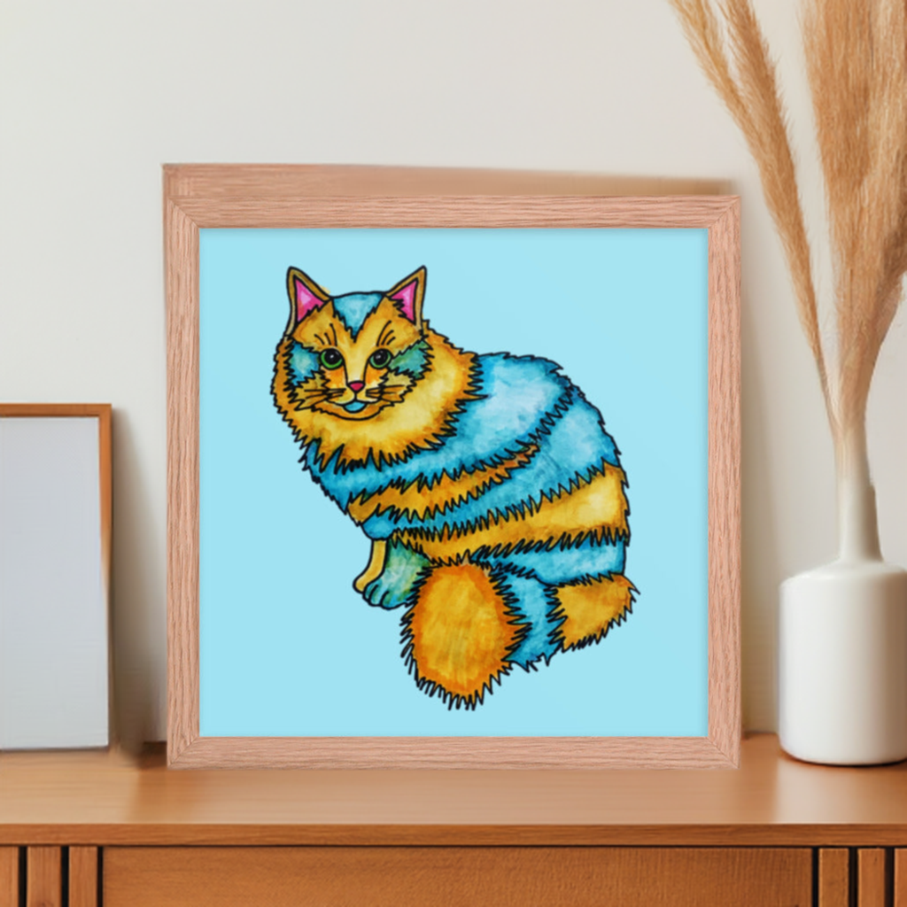 Two Toned Cat Framed Poster 12x12