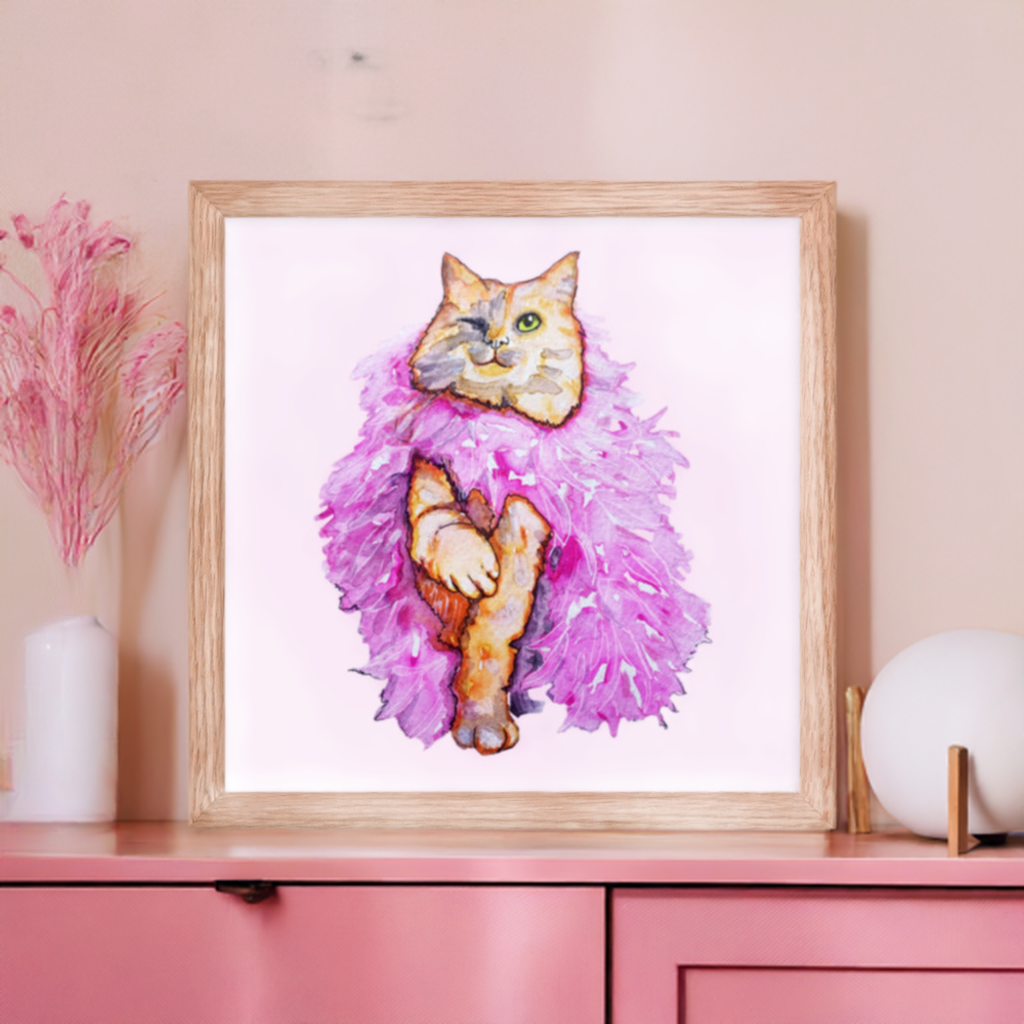 Boa Wink Cat Framed Poster 12x12