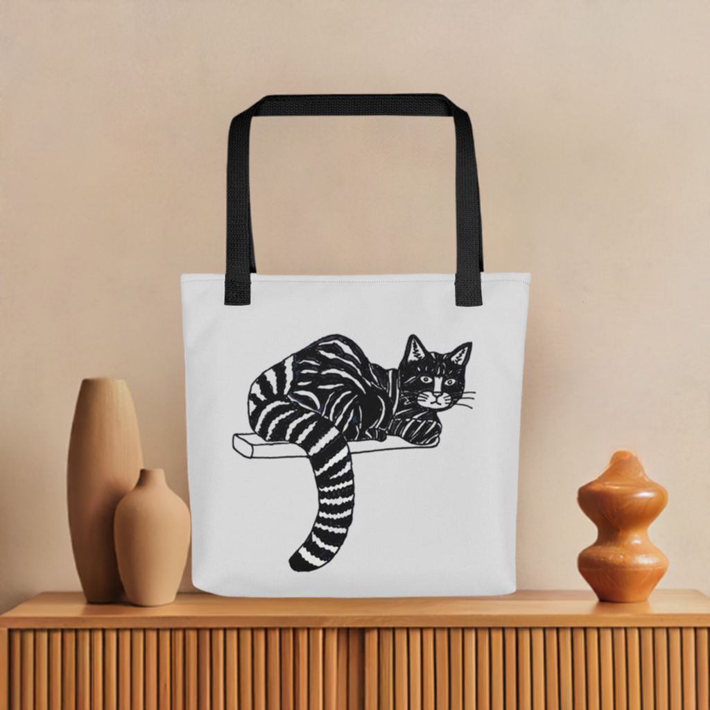 Striped Cat Tote Bag