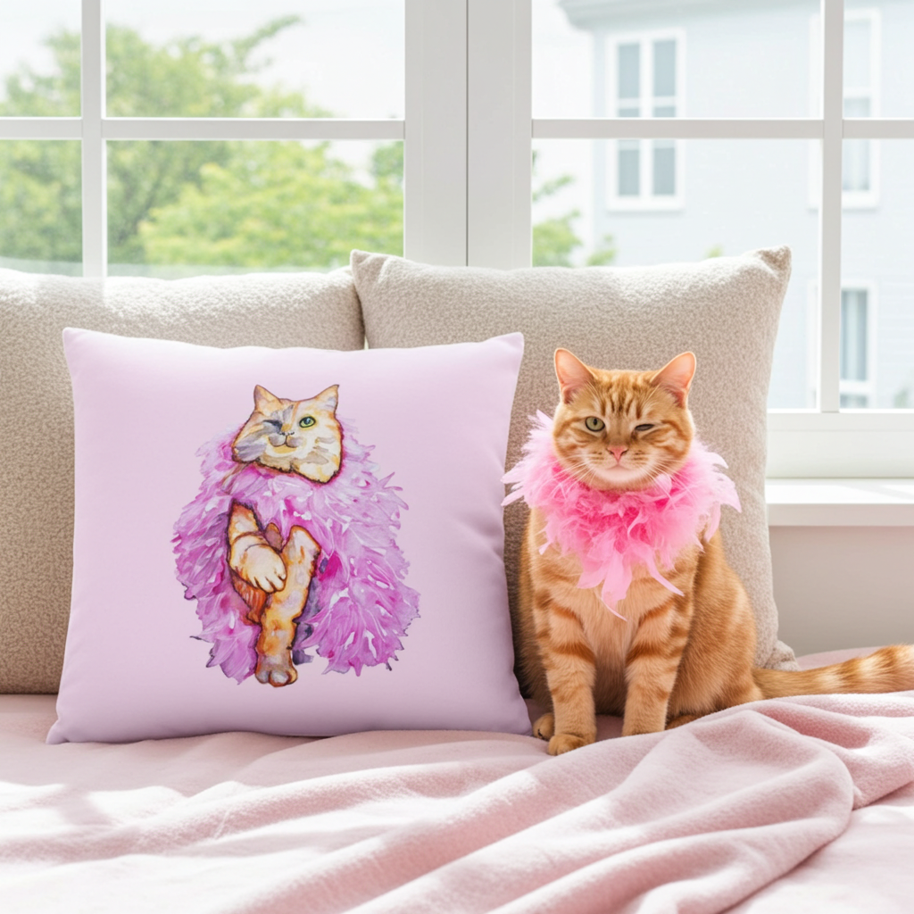 Boa Wink Cat Pillow