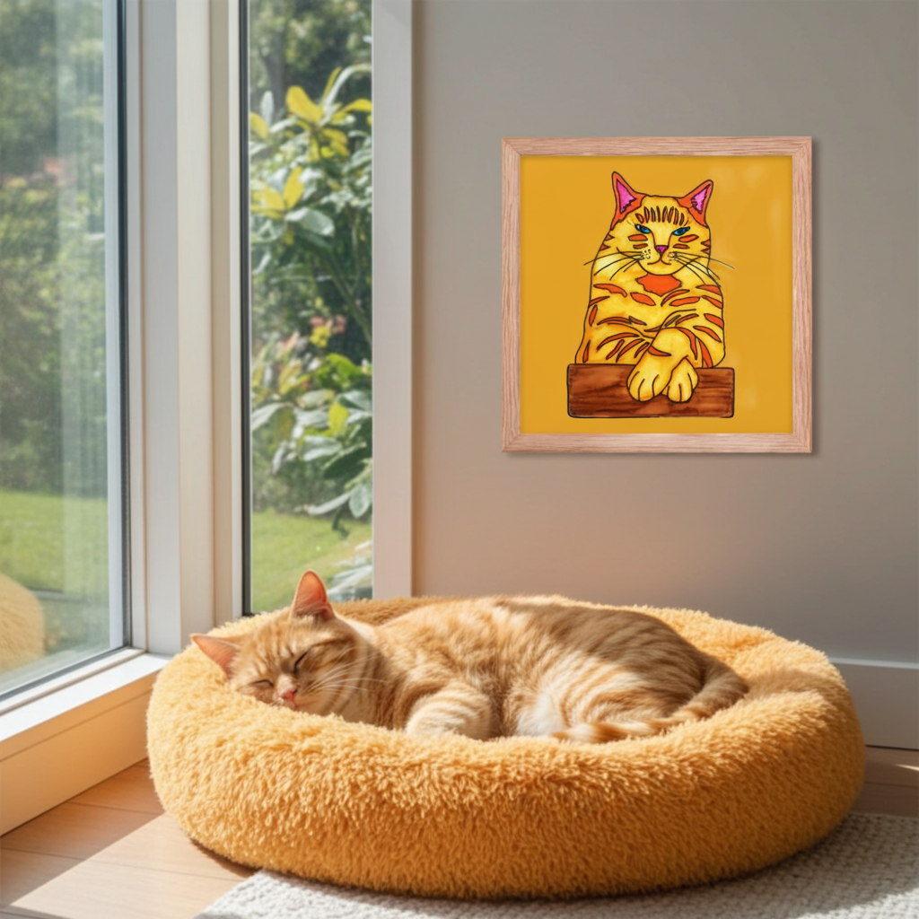 Big Ginger Cat Framed Poster 12x12