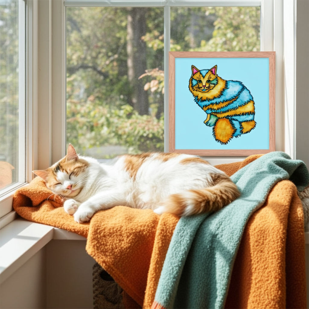 Two Toned Cat Framed Poster 12x12