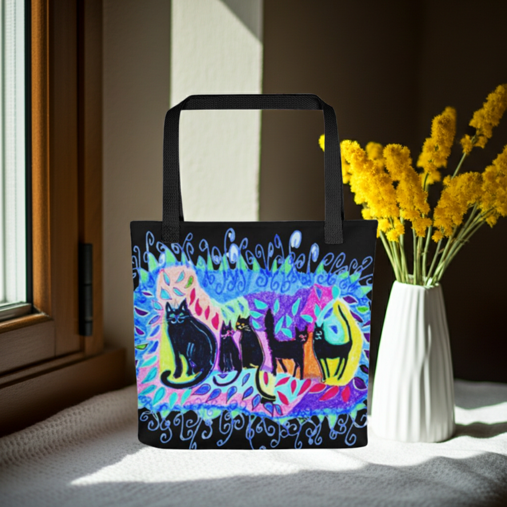 Five Black Cats Tote bag