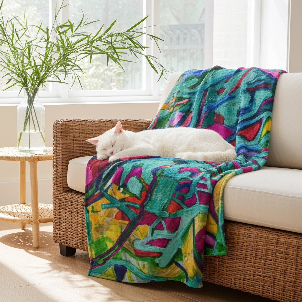 Overgrown Bridge Abstract Throw Blanket