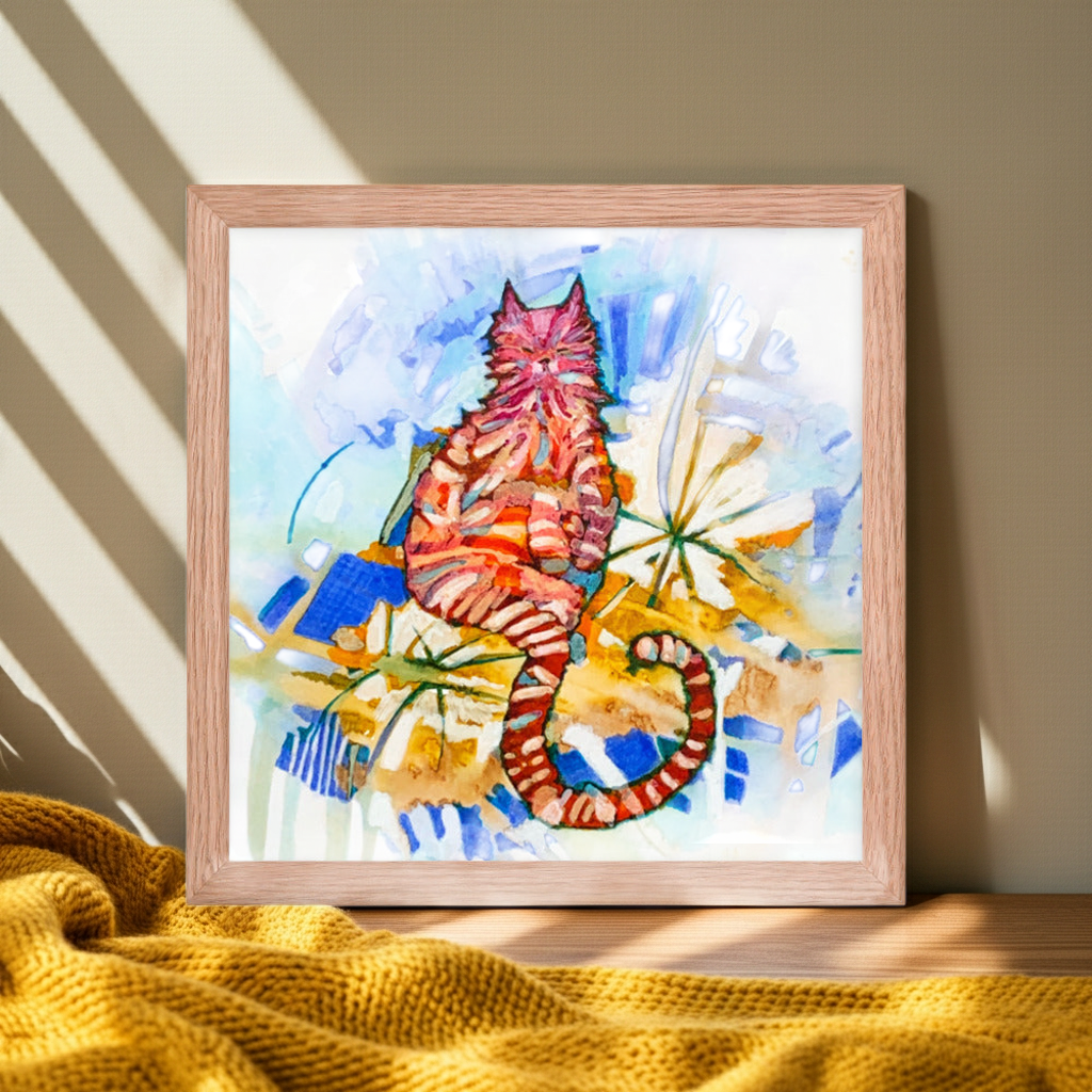 Garden Cat Framed Poster 12x12