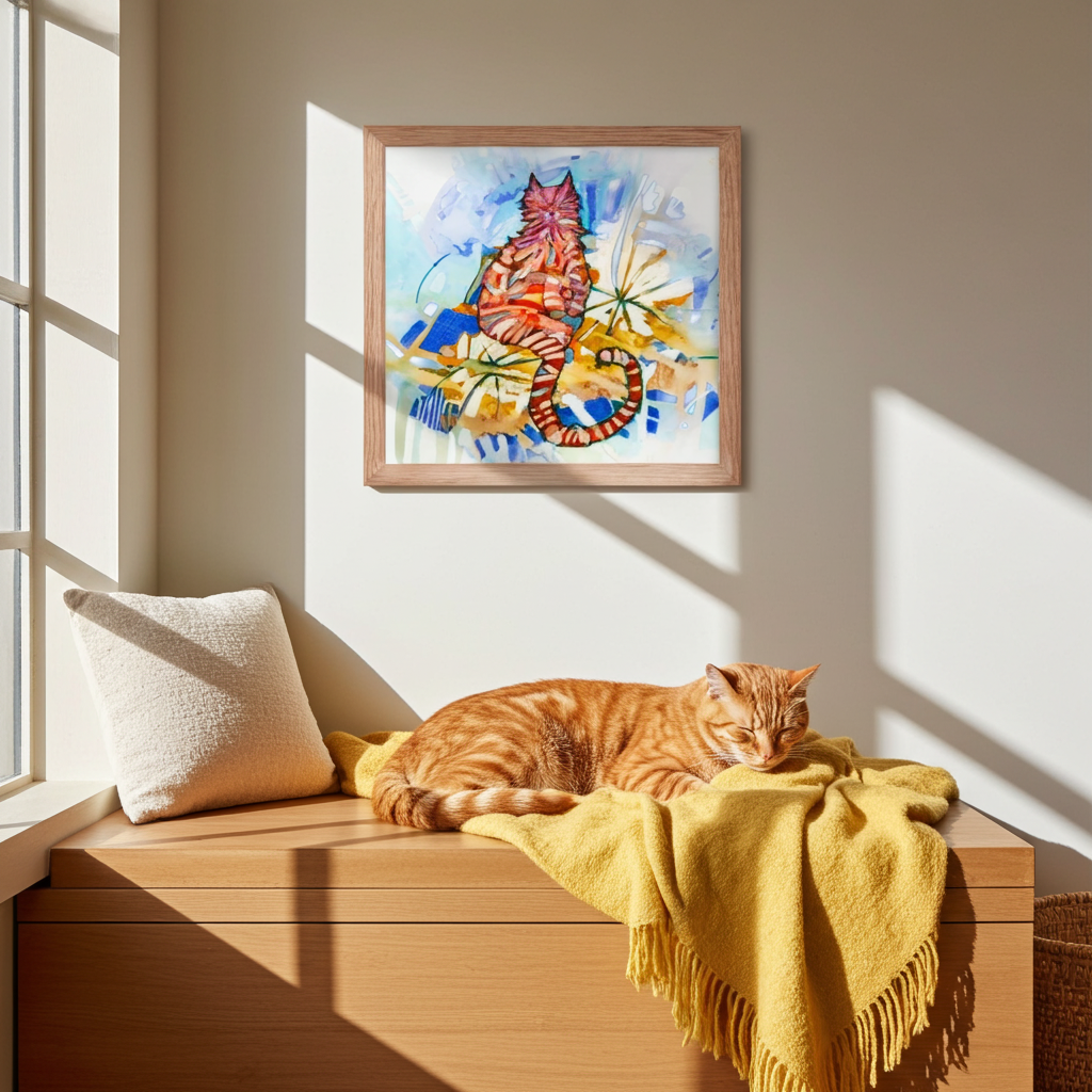 Garden Cat Framed Poster 12x12