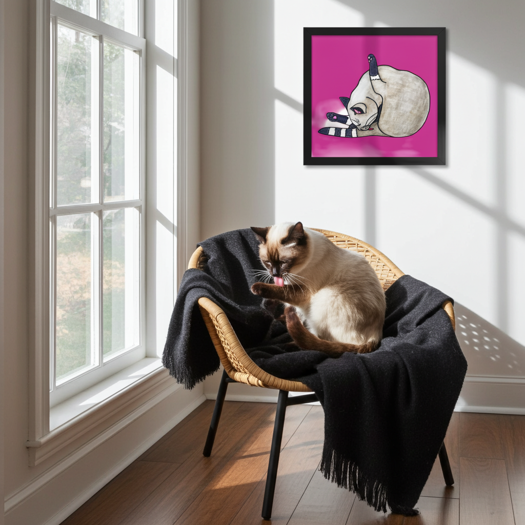 Bath Time Cat Framed Poster 12x12