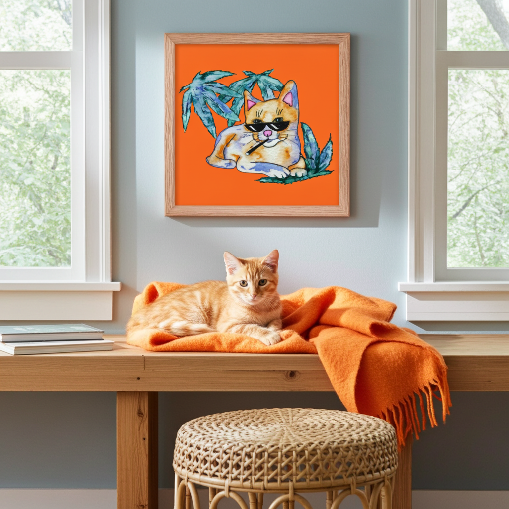 Cool Shade Cat Framed Poster 12x12