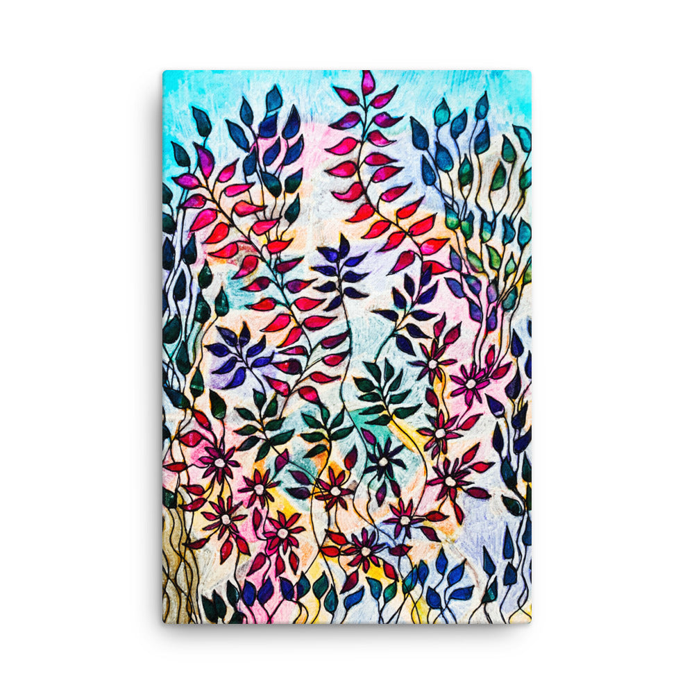 Flowering Leaves Canvas Print Unframed