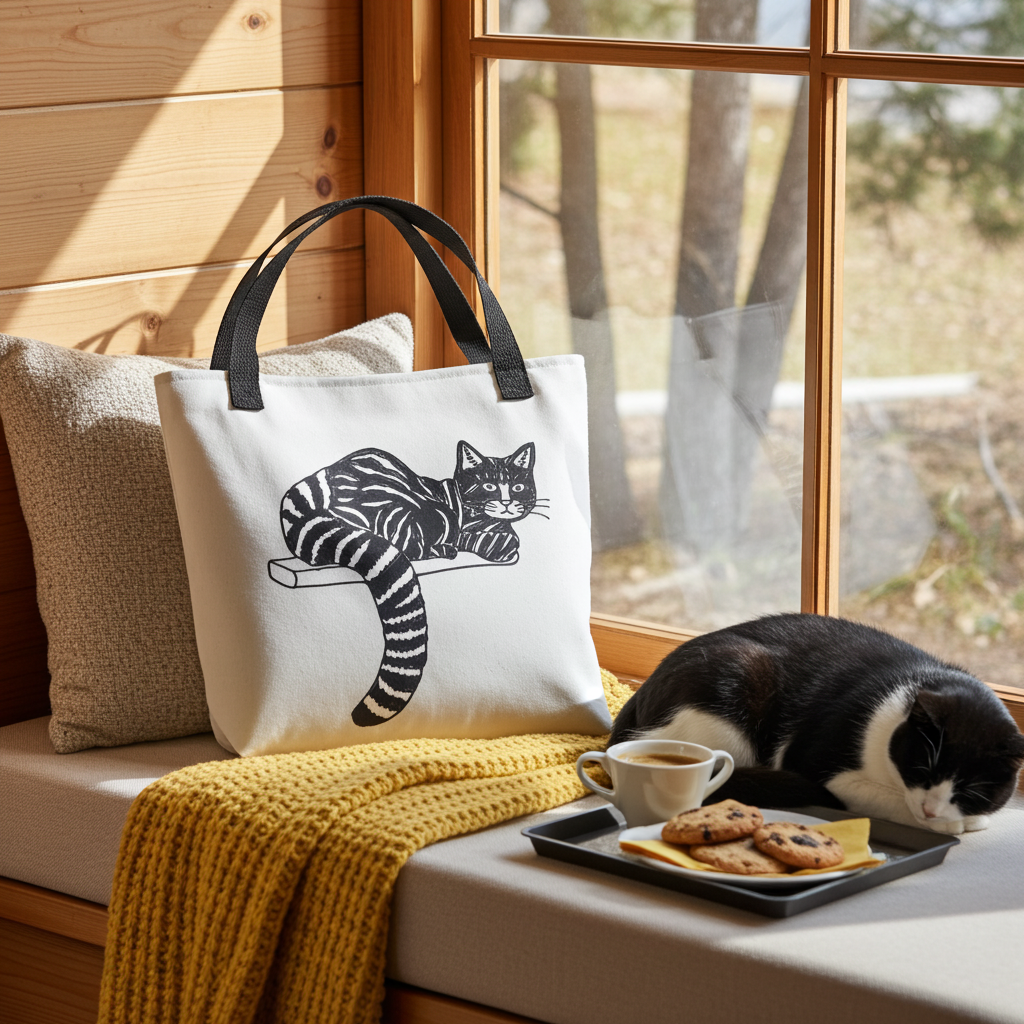 Striped Cat Tote Bag