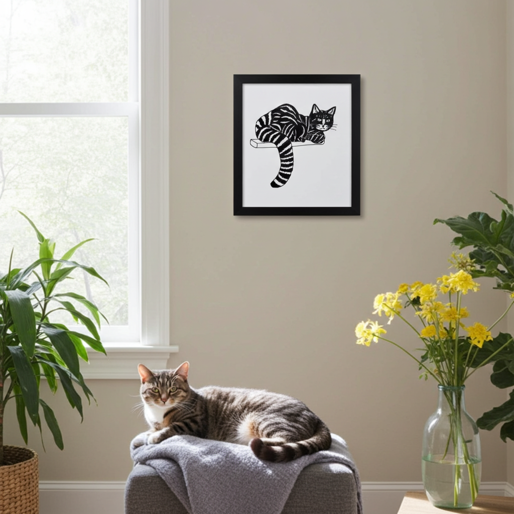 Striped Cat Framed Poster 12x12