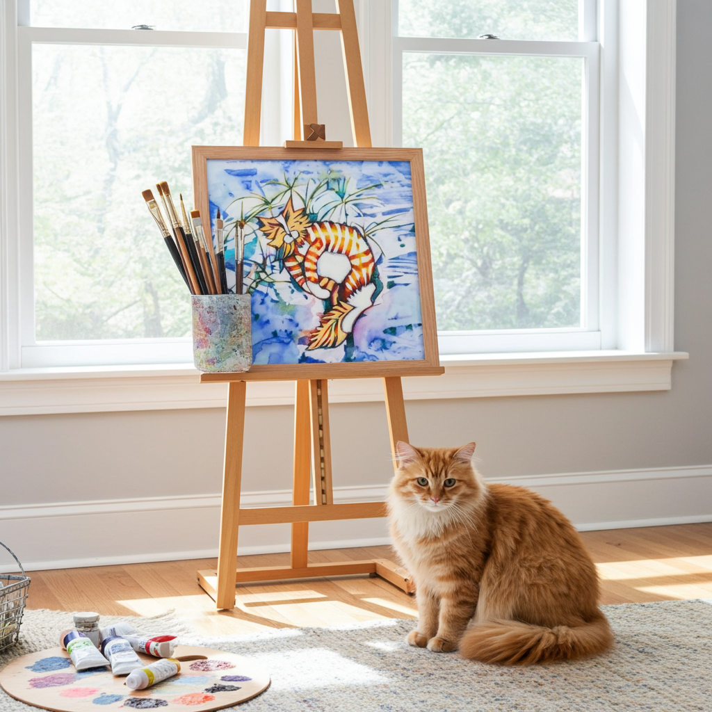 Sleeping Tabby Cat Framed Poster 12x12