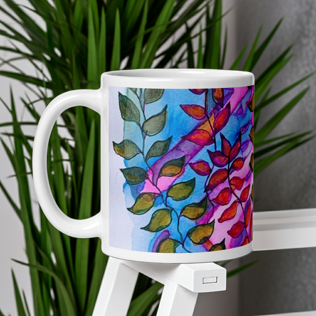 Pink Leaves Mug