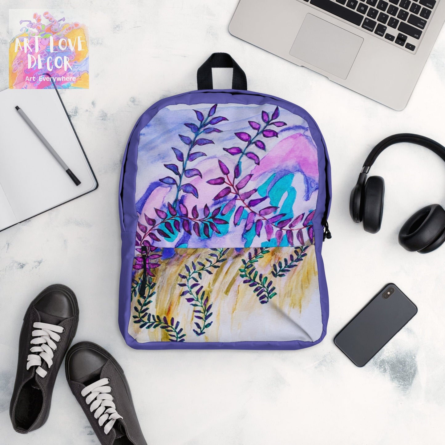 Blue Rock Leaves Backpack - Art Love Decor