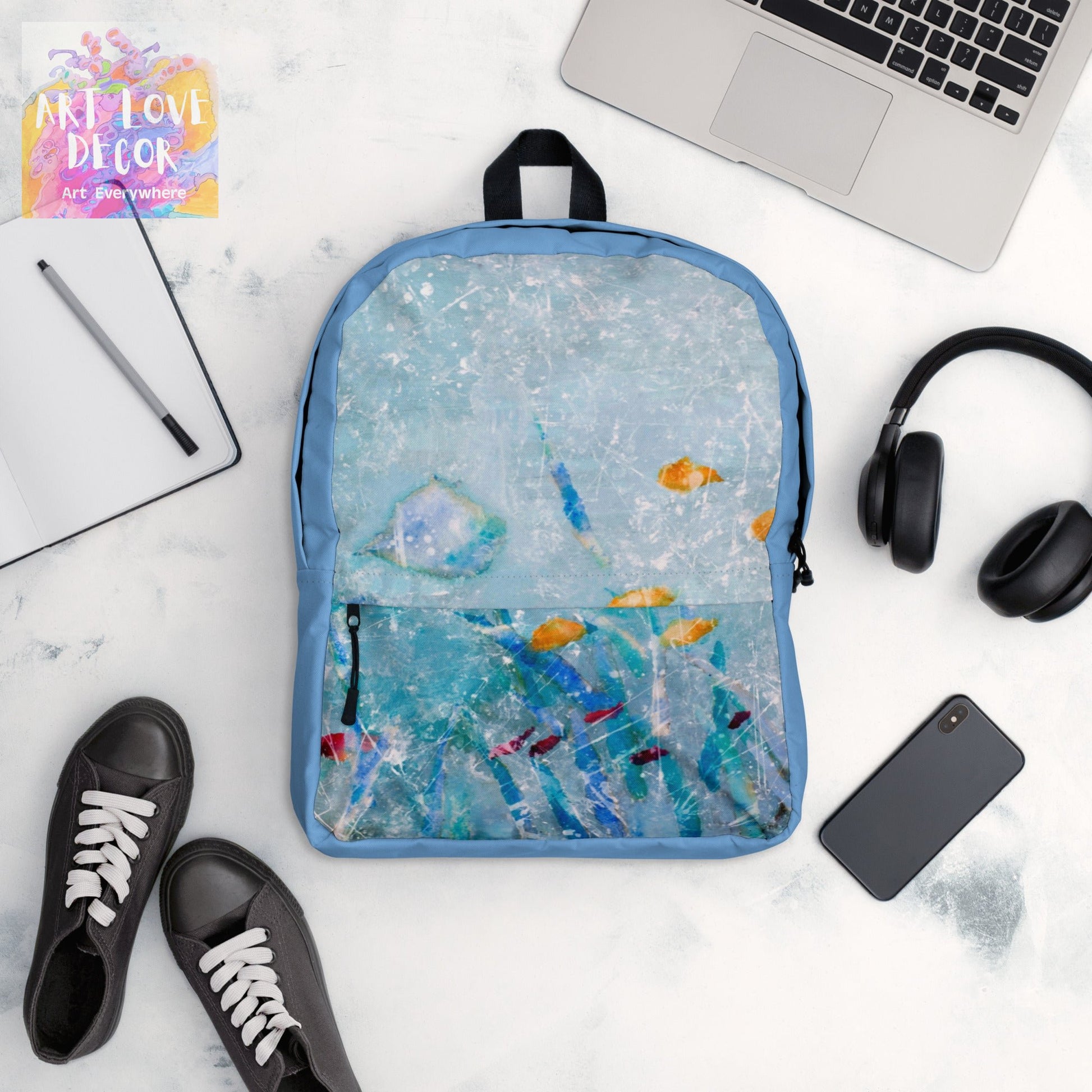 Aqua Sea Abstract Backpack - Art Love Decor