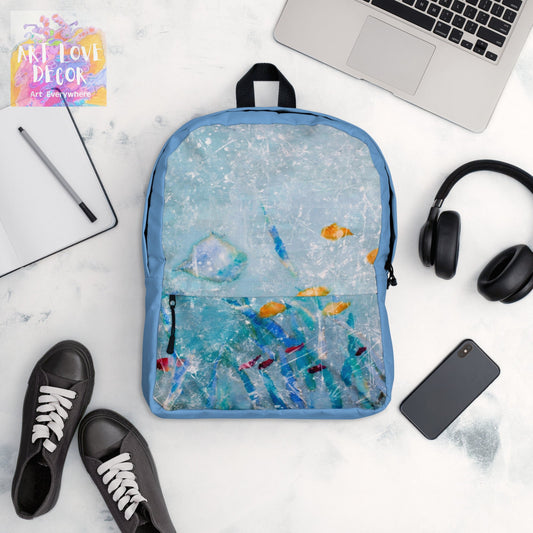 Aqua Sea Abstract Backpack - Art Love Decor