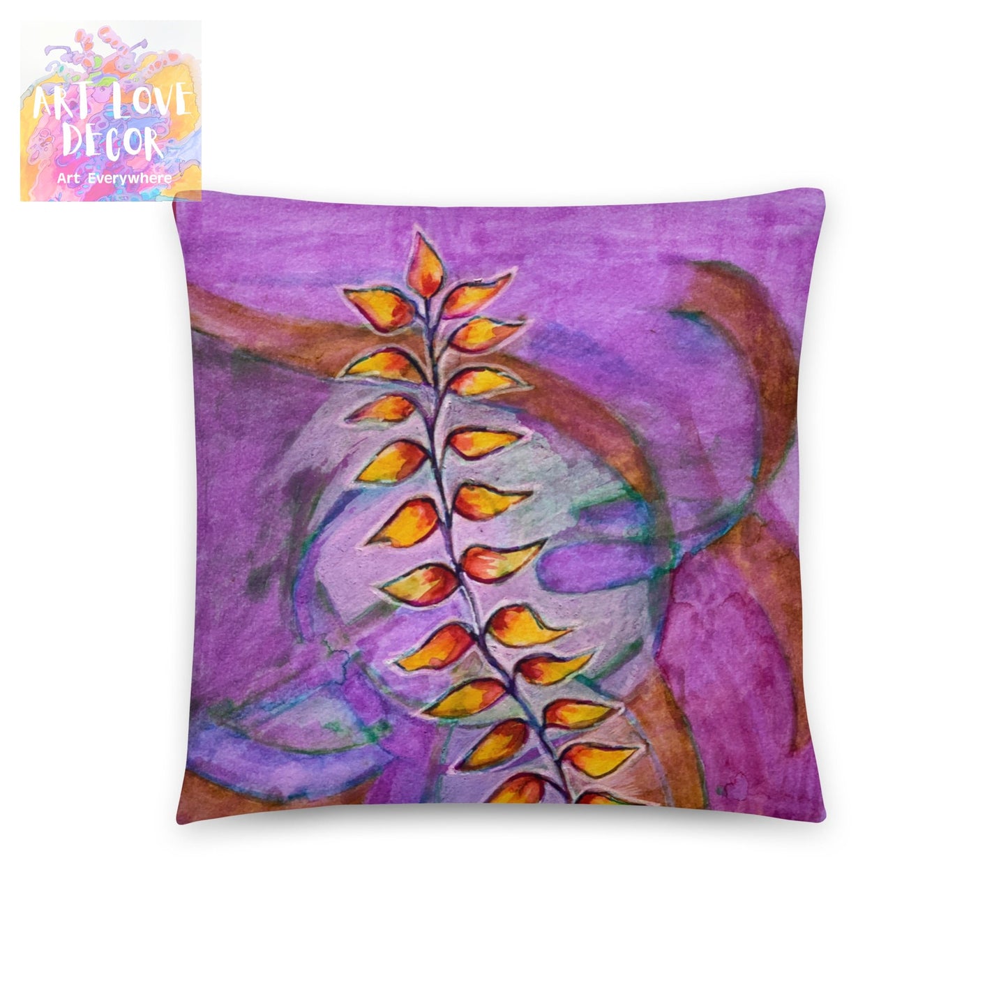 Purple Gold Leaves Pillow