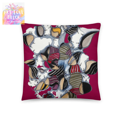 Dark Leaves Abstract Pillow