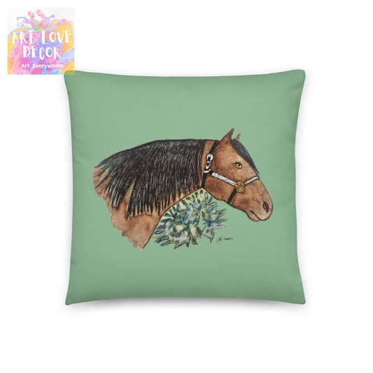 Bay Horse Leaves Pillow