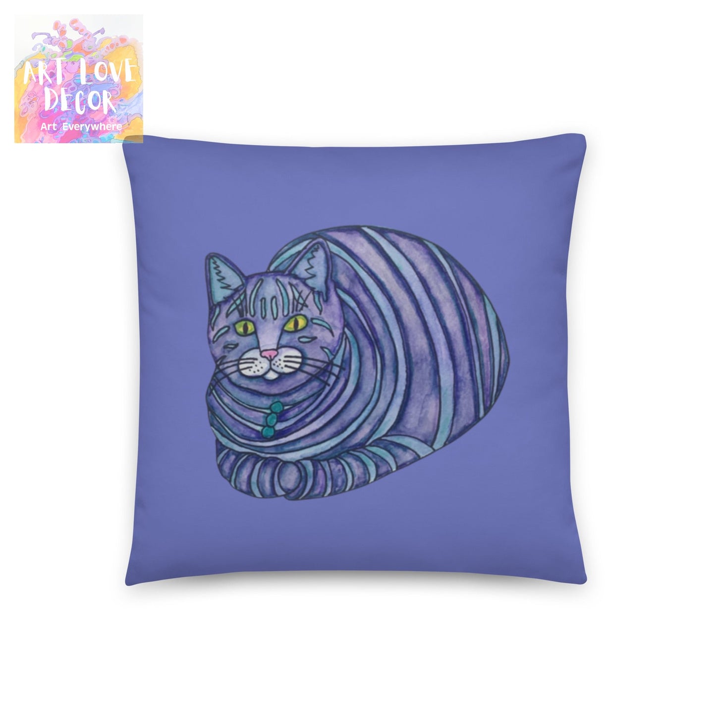 Big Blue Tabby Cat Pillow