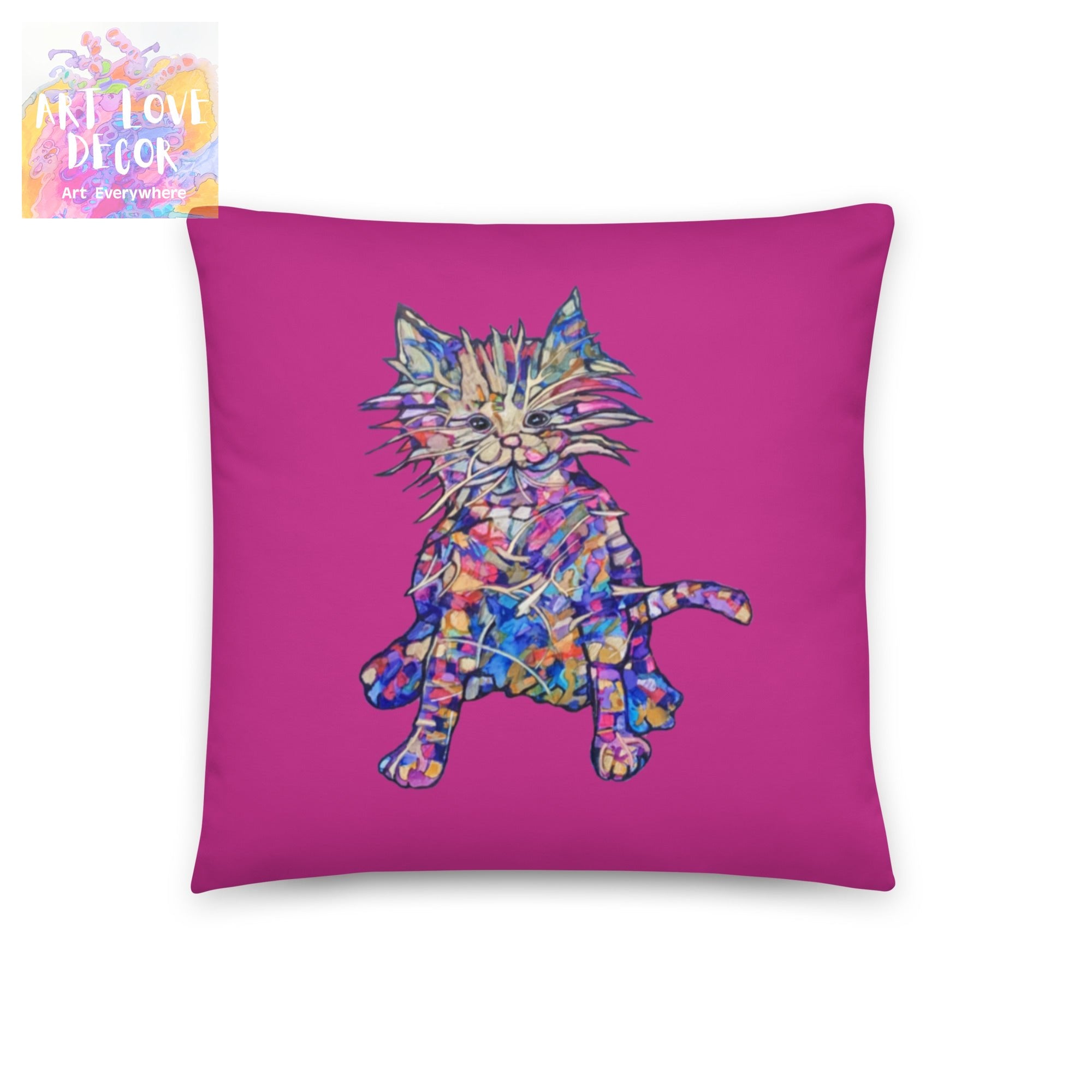 Busy Kitty Pillow - Art Love Decor
