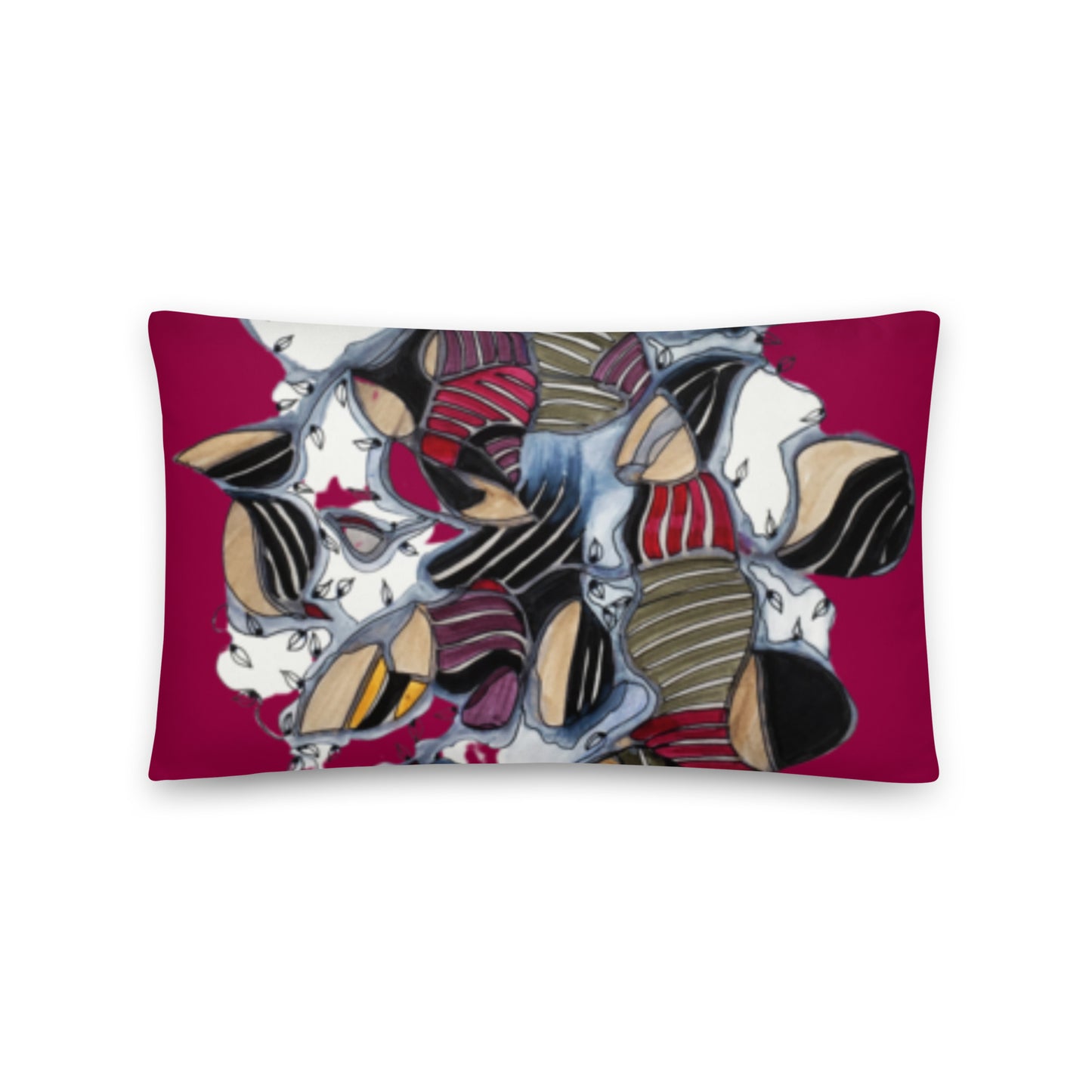 Dark Leaves Abstract Pillow