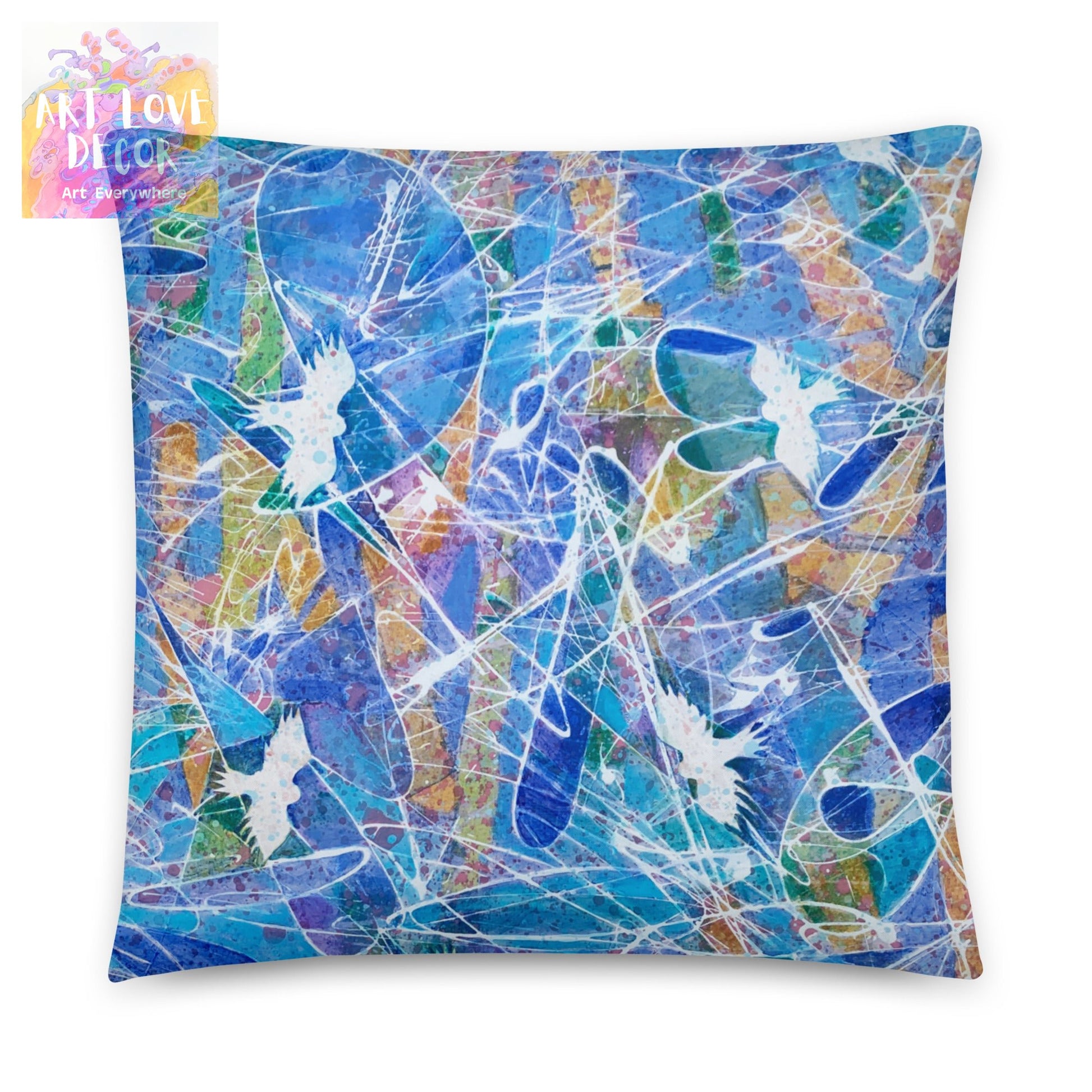 Flight Birds Blue Pillow - Art Love Decor