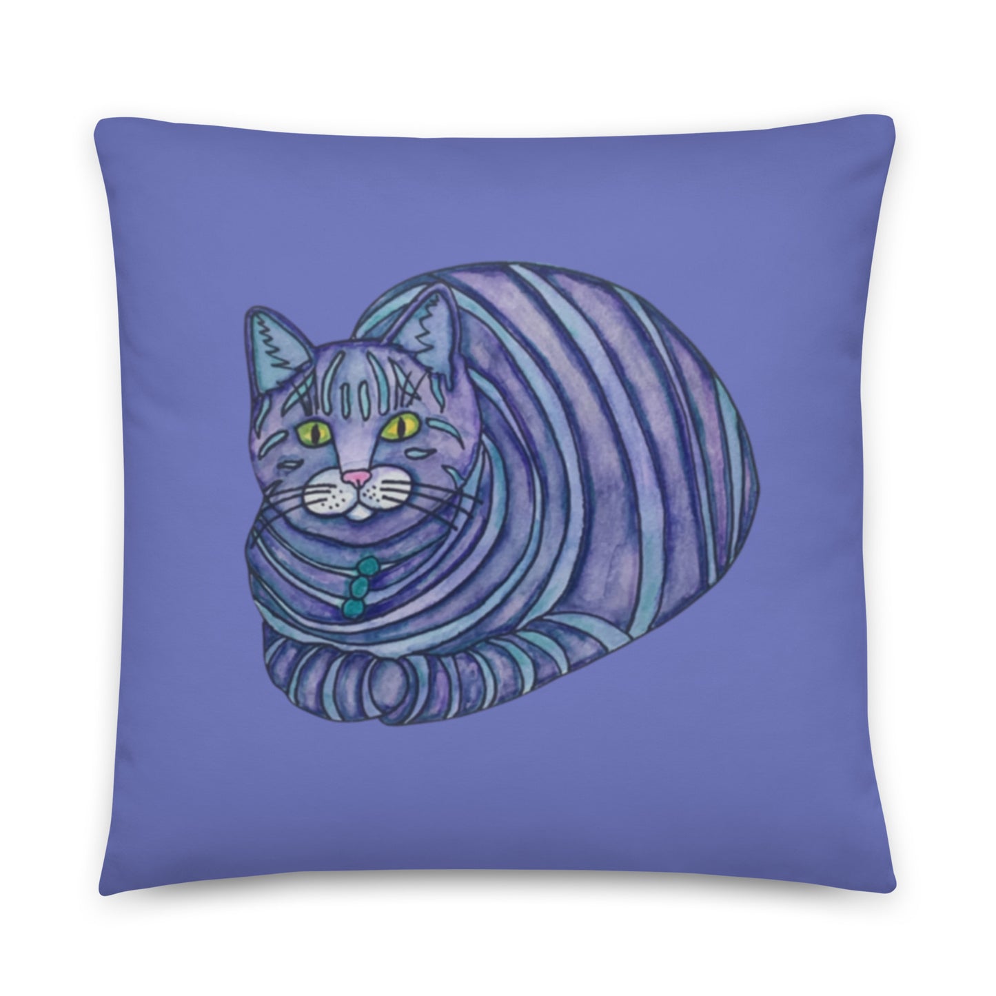 Big Blue Tabby Cat Pillow