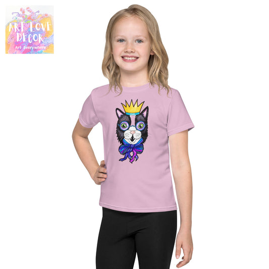 Kitty Crown Kids crew neck t-shirt - Art Love Decor