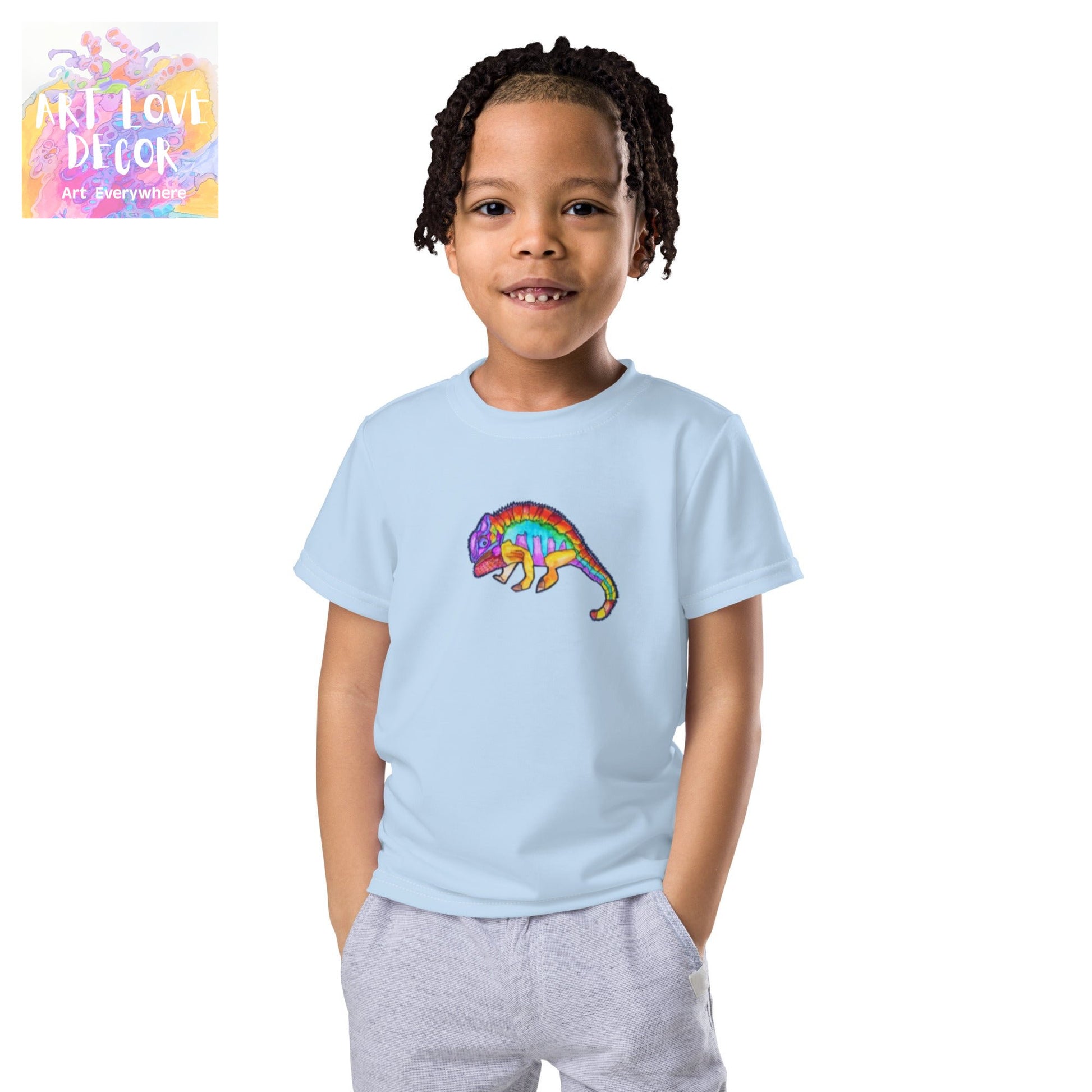 Color Lizard Kids Blue Kid's T-shirt - Art Love Decor
