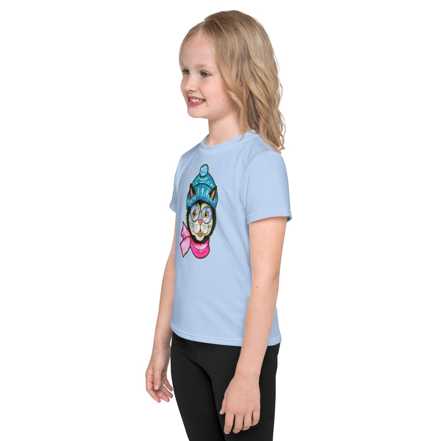 Kitty Beanie Kids crew neck t-shirt