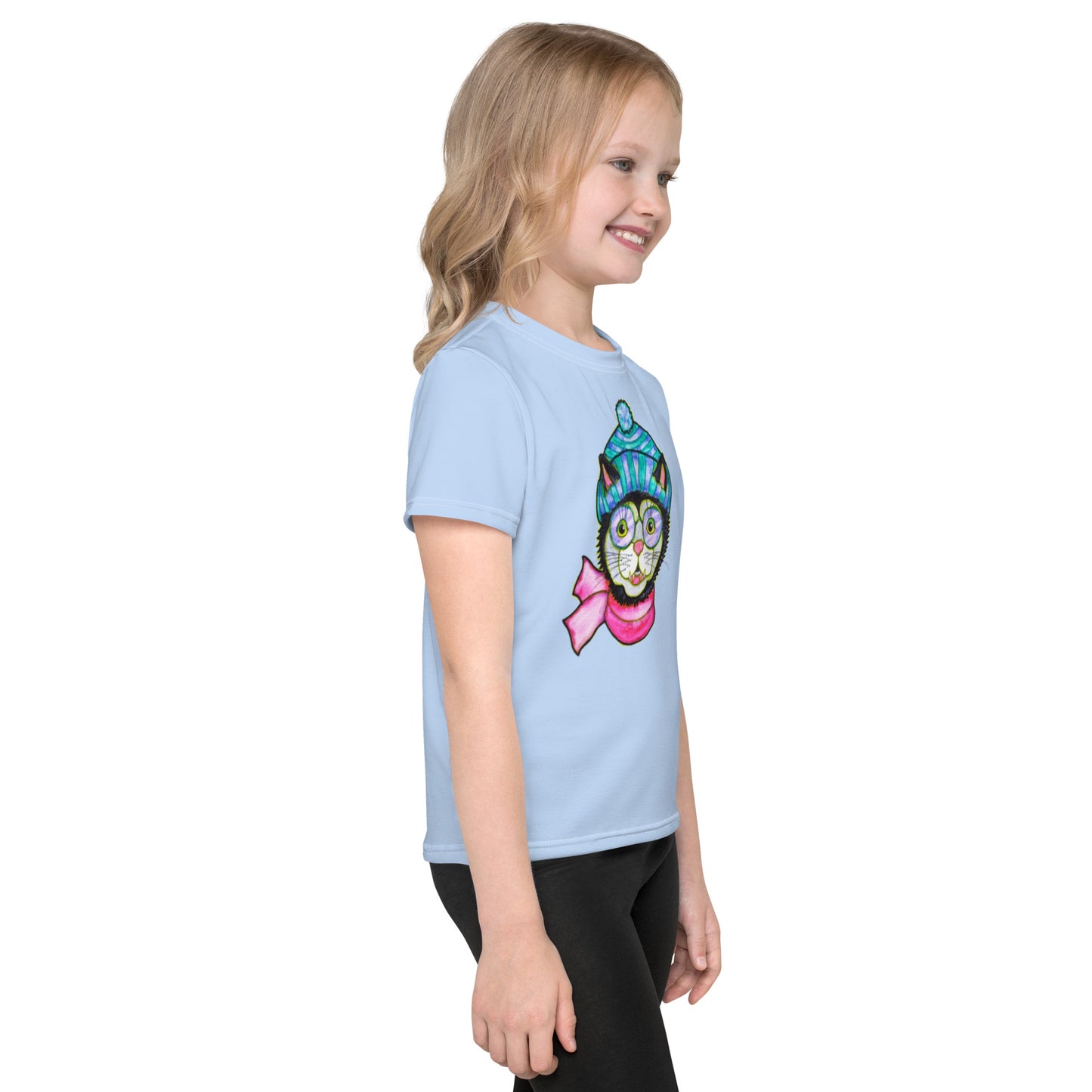 Kitty Beanie Kids crew neck t-shirt