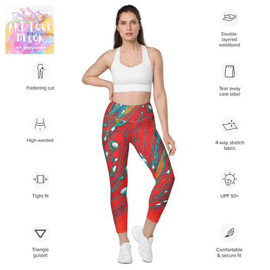 August Abstract Leggings with pockets
