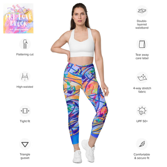 Opportunities Abstract Leggings with pockets - Art Love Decor