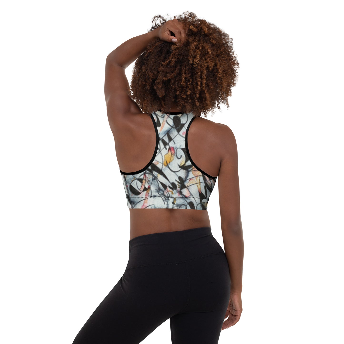 Fleeting Thoughts Abstract Padded Sports Bra - Art Love Decor