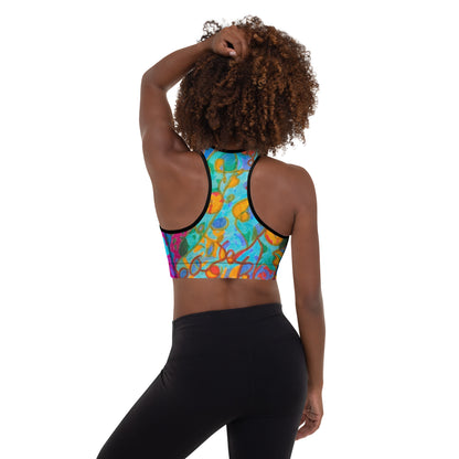 Curled Up Abstract Padded Sports Bra