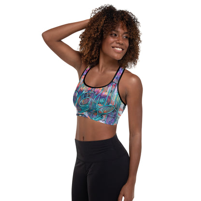 Let Loose Abstract Padded Sports Bra - Art Love Decor