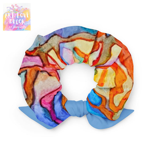 Coral Reef Abstract Recycled Scrunchie - Art Love Decor