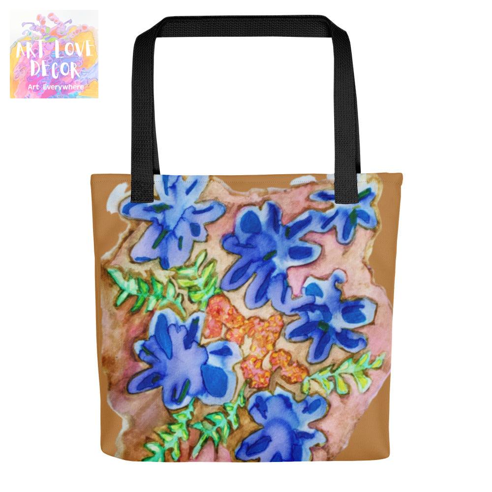 Blue Petals Abstract Tote bag