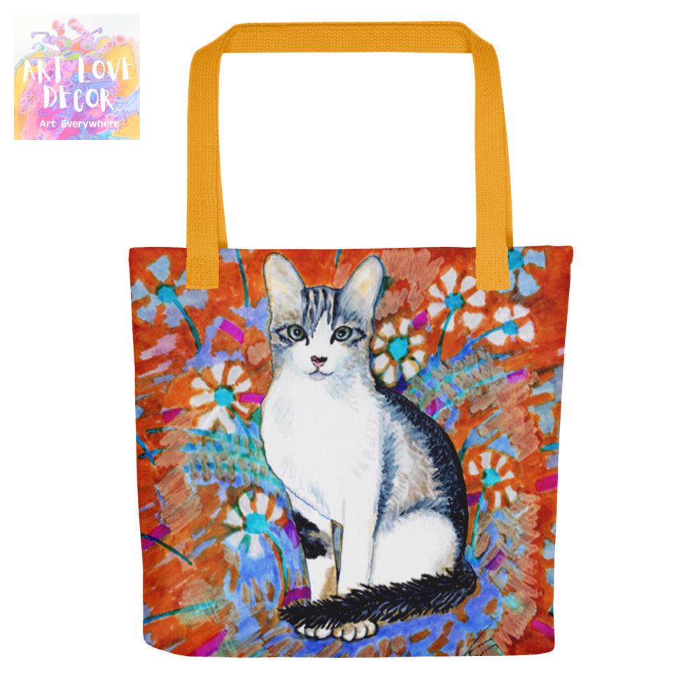 Daisy Cat Tote bag - Art Love Decor