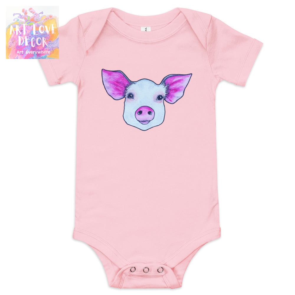 Piggy Baby Short Sleeve Onesie - Art Love Decor