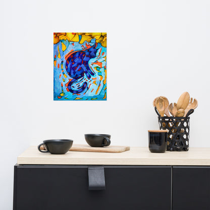 Water Cat Abstract Poster