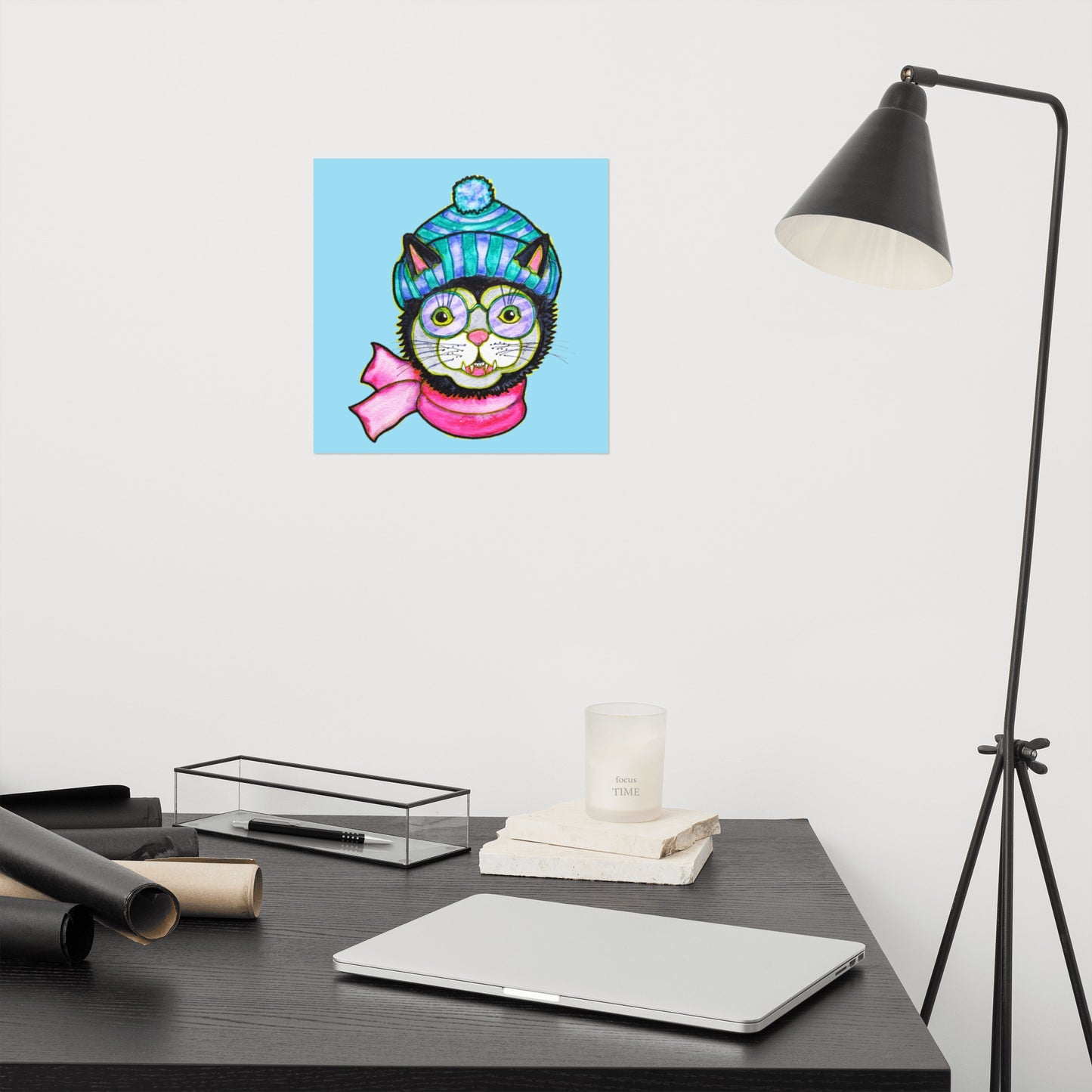 Kitty Cat Beanie Poster Unframed