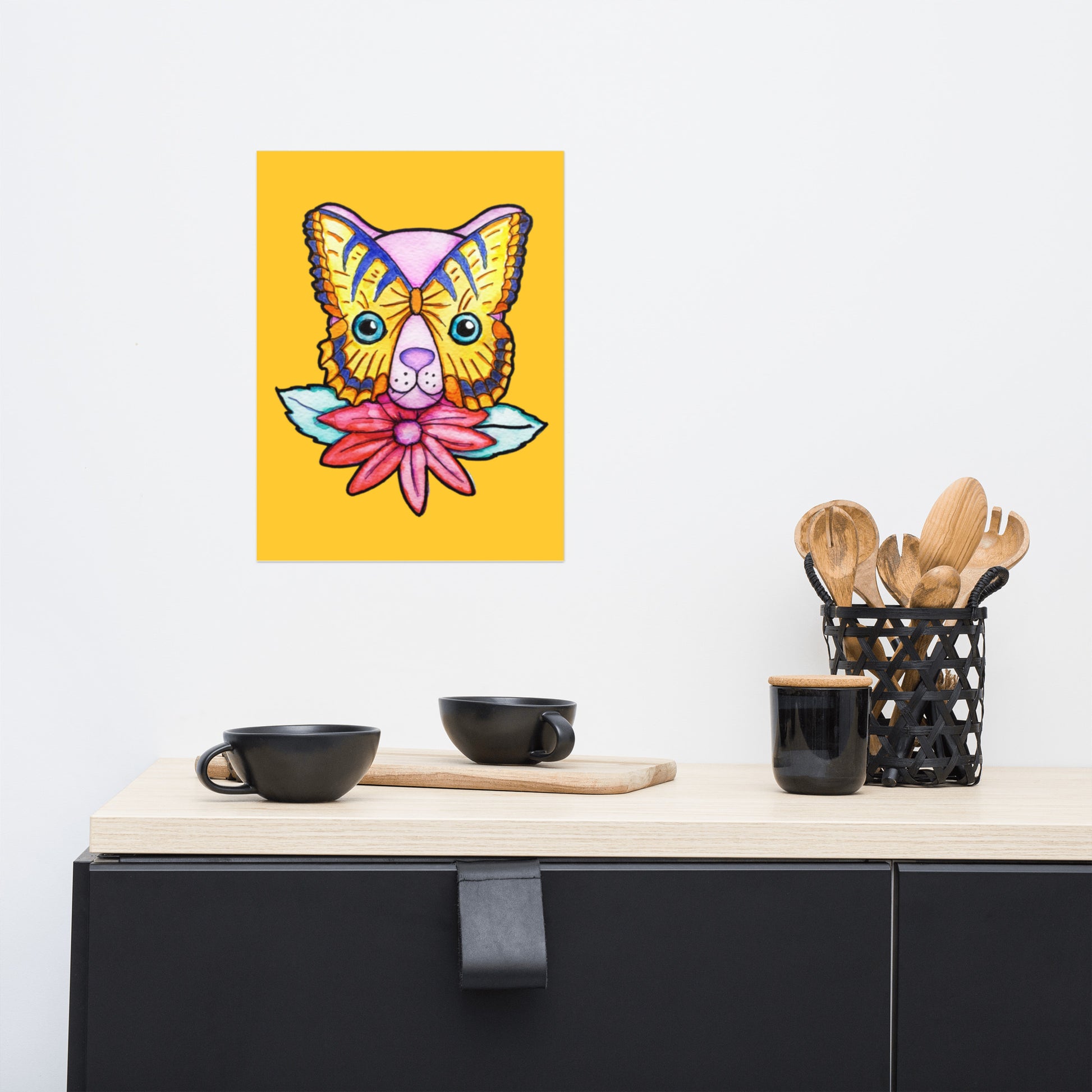 Kitty Cat Flower Poster Unframed - Art Love Decor